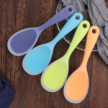 

1PCS New High quality Kitchen Tool Rice Server Rice Spoon Silicone Sushi Rice Non-stick Paddle Tablespoons