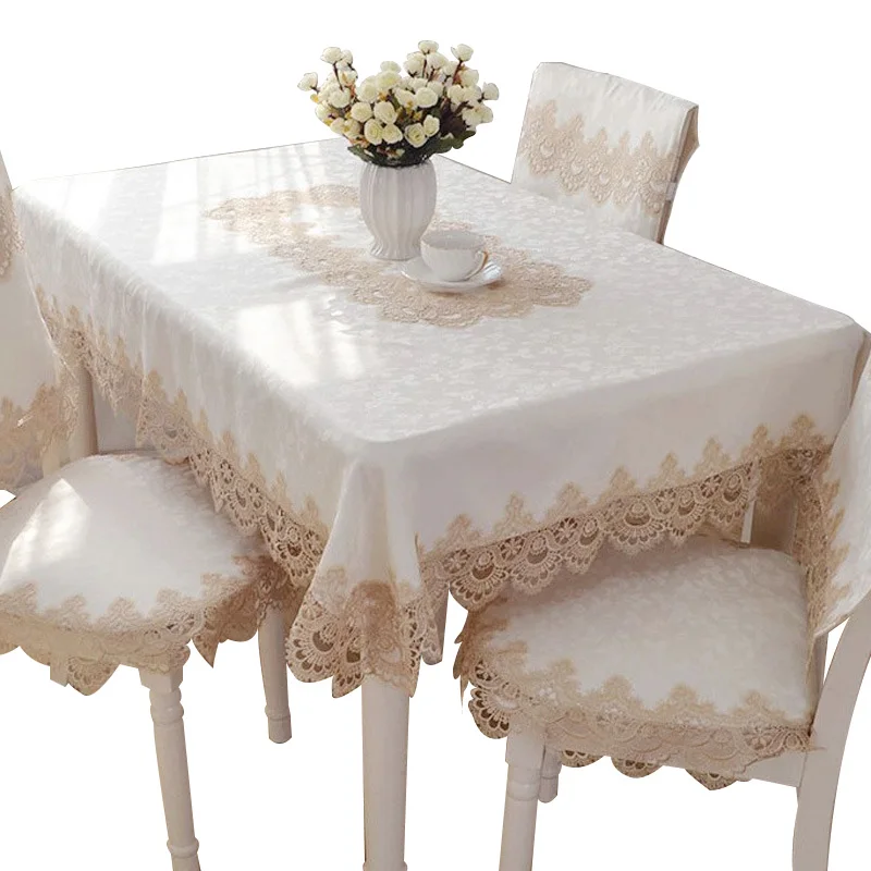 Lace Embroidery Tablecloth Velvet European Table Cover Rectangular Round