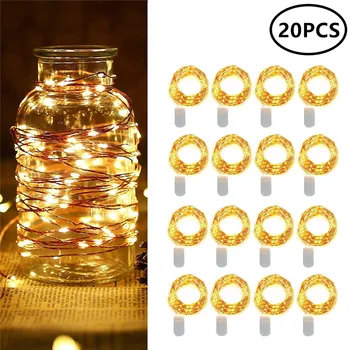 

20pcs/lot Decorative Fairy Lights Battery Operated 10 20LEDs Copper Wire light Mini String Light for DIY Mason Jar Wedding Party