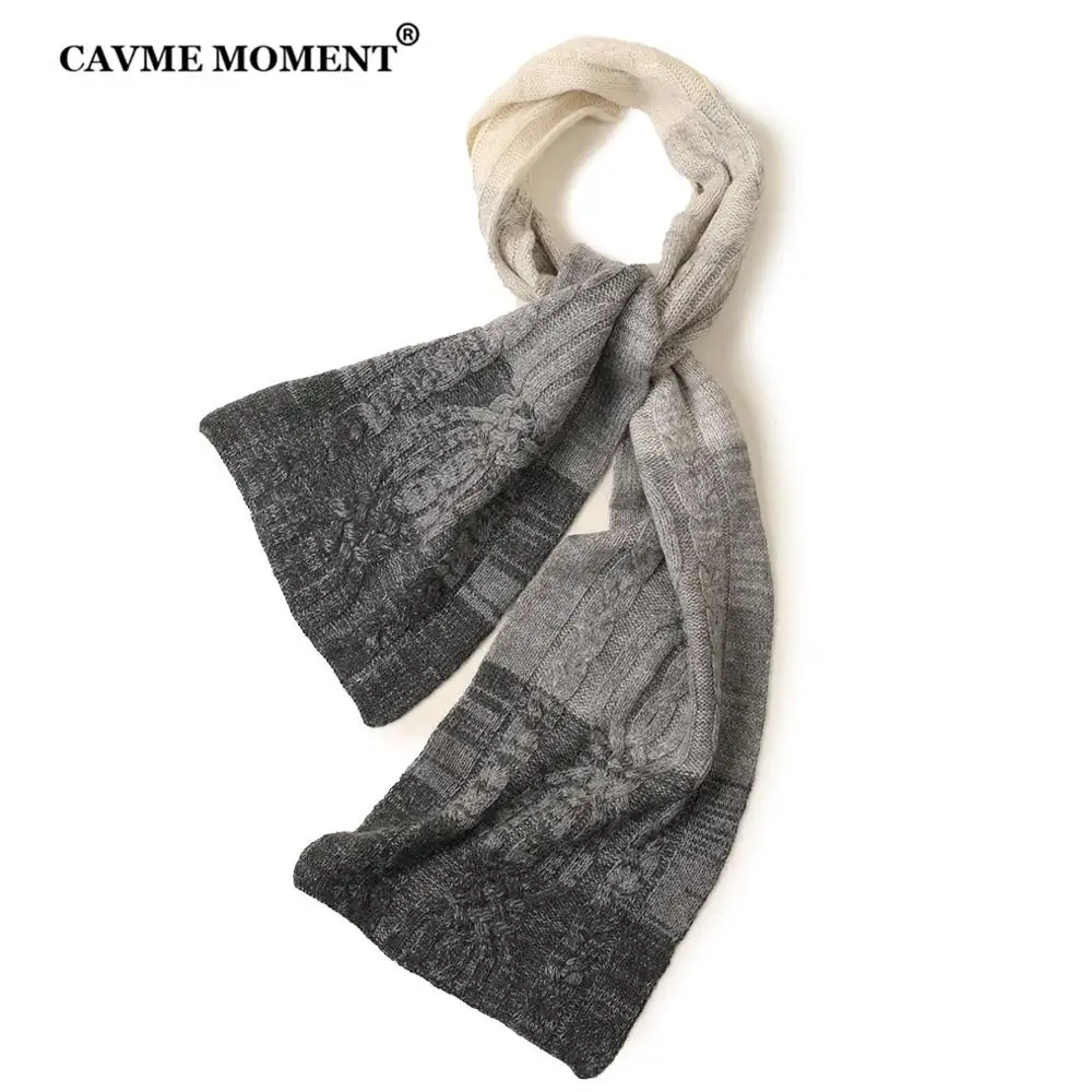 CAVME кашемировый шарф, шапка, перчатки, наборы, унисекс, серый цвет, градиентные вязаные кашемировые колпачки, длинные шарфы, короткие перчатки, роскошный подарок