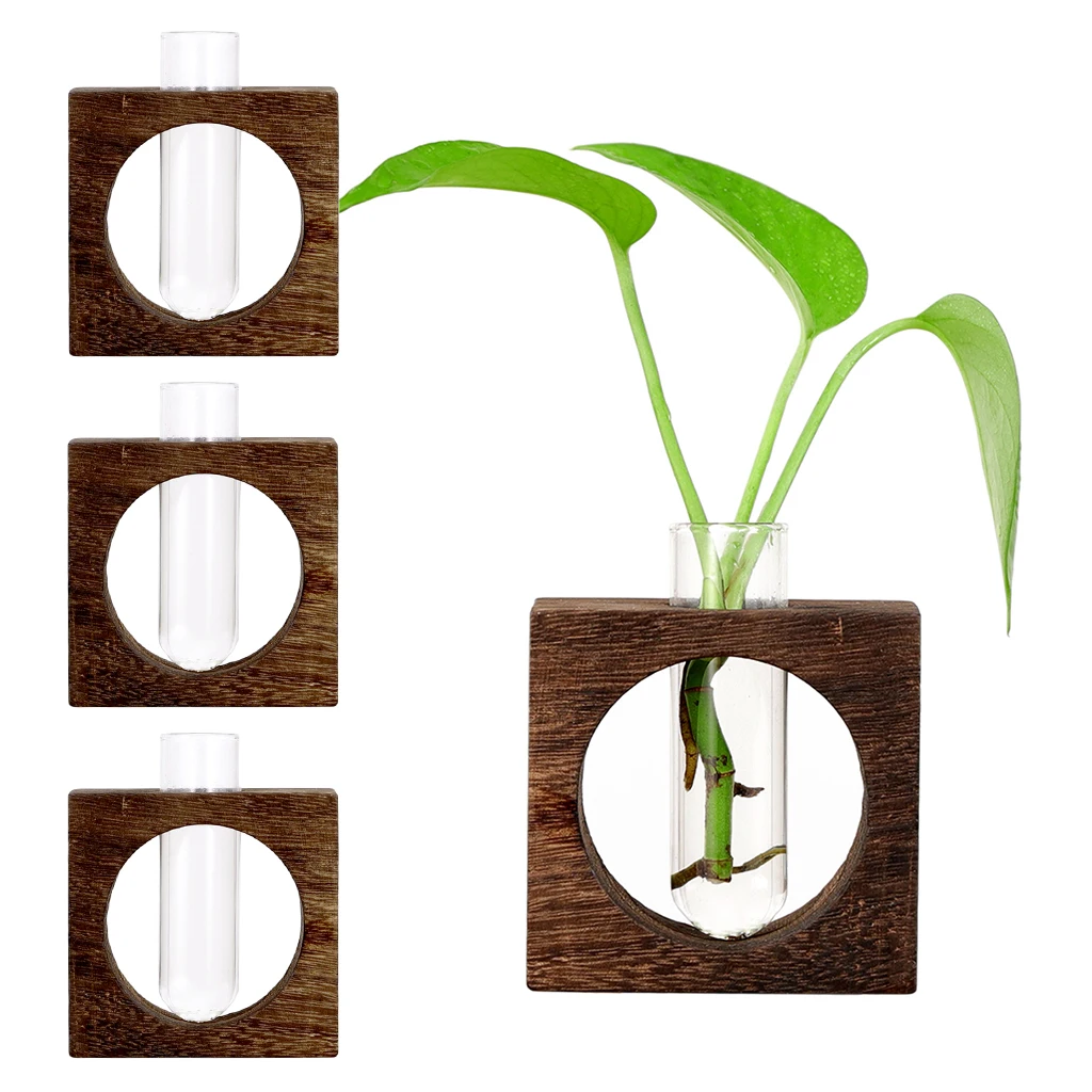 3x Test Tube Glass Vase Hydroponic Plants Planter Flower Pots Garden Decor