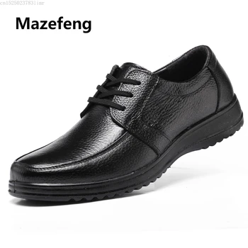 

Mazefeng 2018 New Spring Autumn Men Dress Shoes Men Leather Shoes Business Male Work Shoes Round Toe Lace-up Antiskid Breathable
