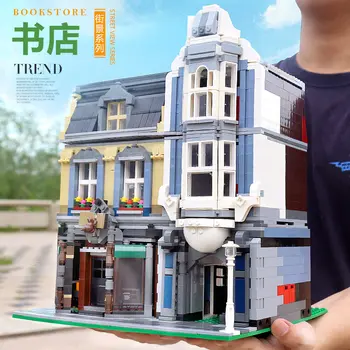 

DHL City Street View Series Corner European Style Bookstore Model MOC 10270 Building Block Bricks Kids Toys Gifts