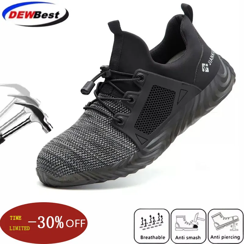 

Steel Head Mesh Men Safety Shoes, Lightweight Breathable Men's Work Shoes,non-slip Wearable Men's Construction Boots Rubber Sole
