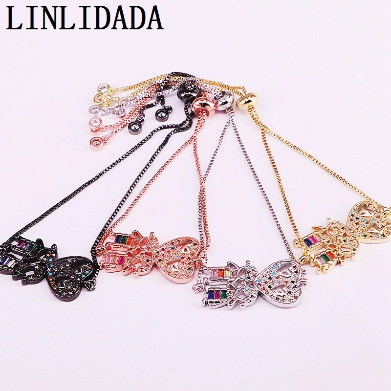 8 шт. Новое поступление модные красочные циркониевые звенья цепи регулируемый браслет ювелирные изделия для женщин