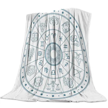 

Flannel Blanket for Bed Astrology Animal Symbol Round Throw Blanket Portable Soft Blanket Warm Sofa Bed Sheets