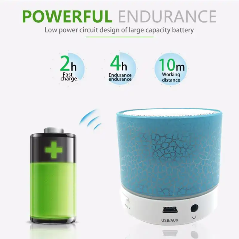 wireless mini led bluetooth speakers wireless music audio tf usb fm stereo subwoofer with mic