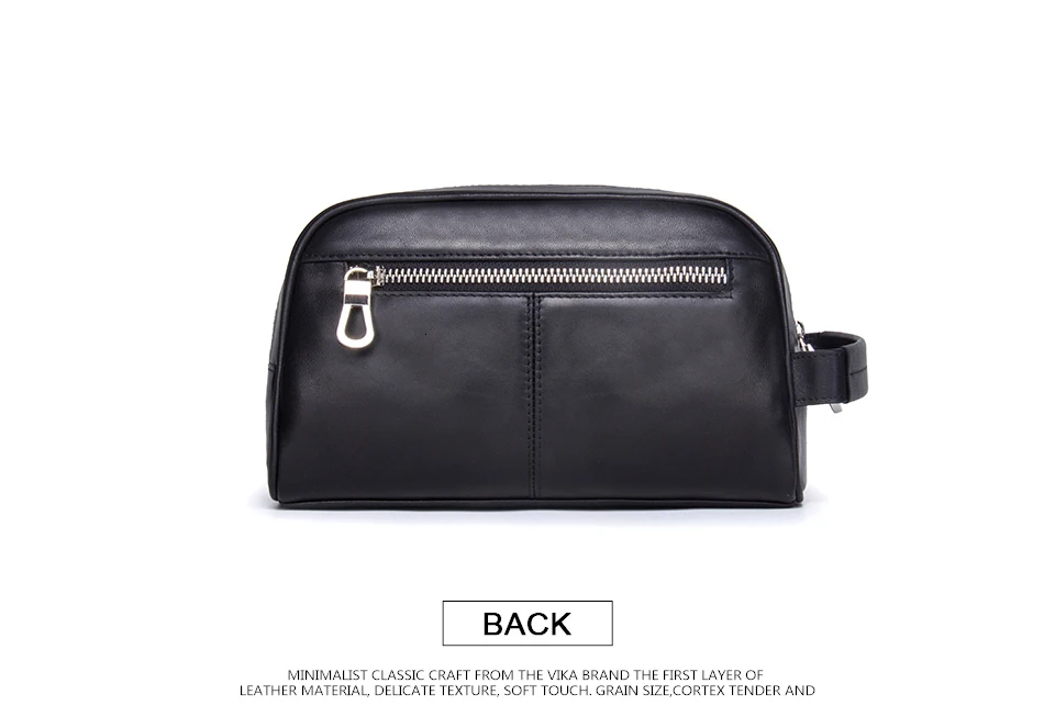 Contact's Genuine Leather Makeup Bag Men High Quality Men's Cosmetic Bags Man Travel Bags Black Wash Bag Luxury Double Zipper