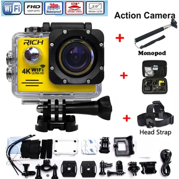 

Action Camera wifi for pro hero 4 Sport Camera 1080P HD 30m Waterproof sports camrea Extra head strap+bag+Monopod