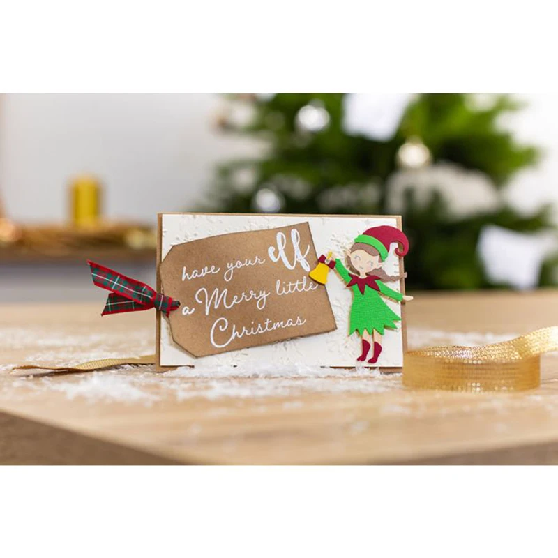 MERRY CHRISTMAS ДЕВУШКА МЕТАЛЛИЧЕСКИЕ Вырубные штампы для DIY скрапбукинга фотоальбом декоративное тиснение бумажные карты ремесла высечки