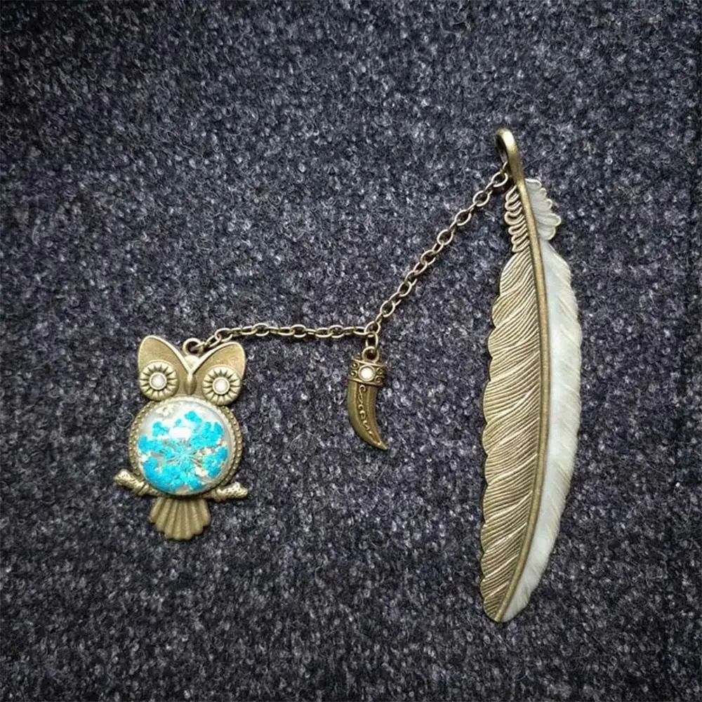 Night Stars Vintage Owl Metal Bookmark Supplies Luminous Pendant Book Marks For Glow In Dark Notebook Binder Clips Teacher Gift