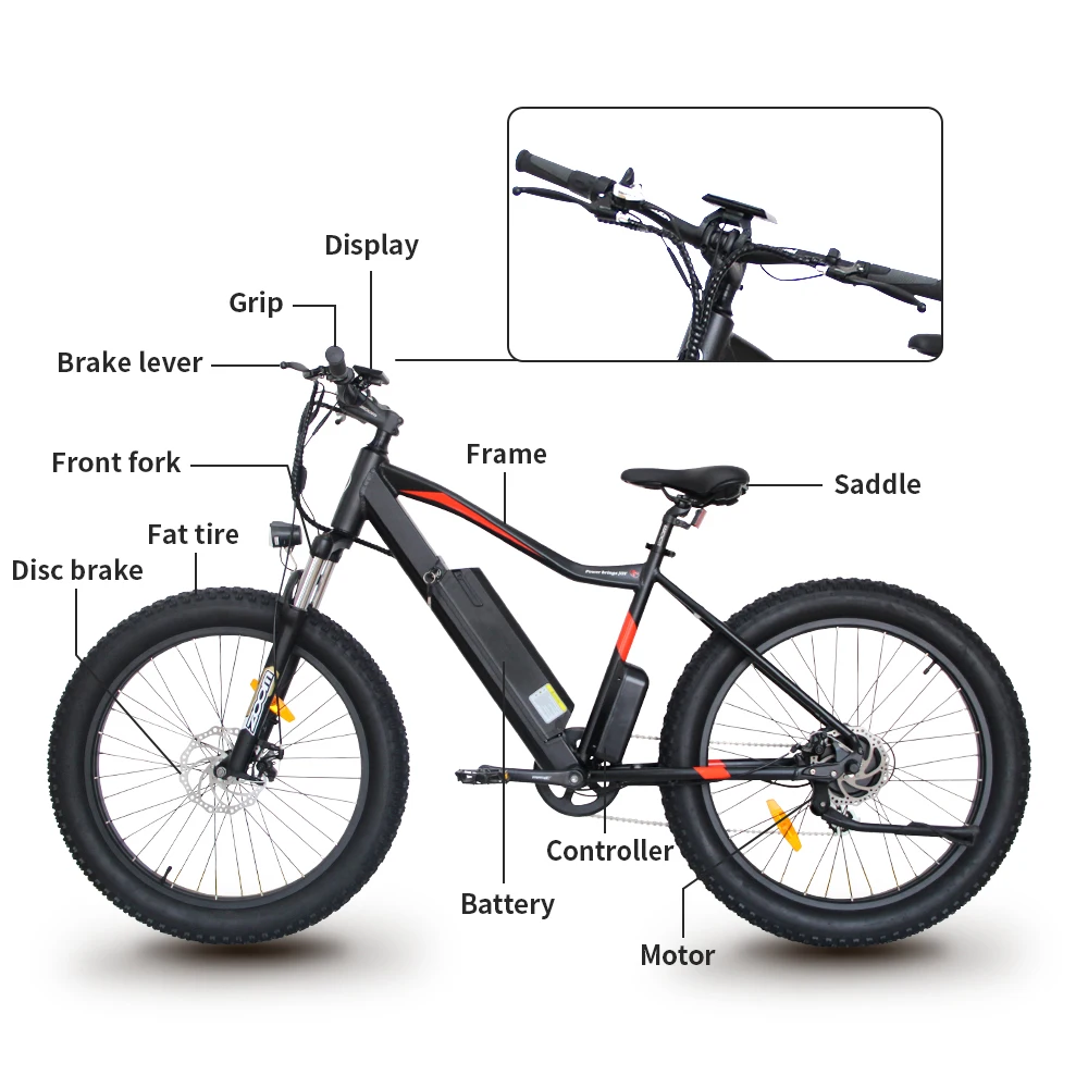 AOSTIRMOTOR Электрический велосипед 48В 10.4ач литиевая батарея EBike 750 Вт 7 speed Fat Tire горный