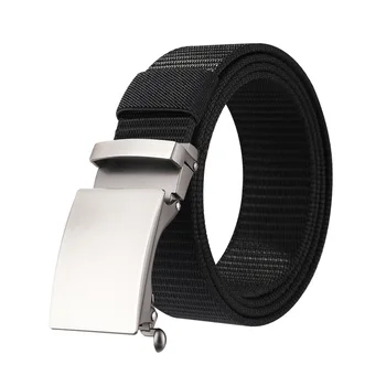 

New Toothless Automatic Alloy Buckle Leather Belt Outdoor Popular All-match Pure Nylon Tactical Waistband Factory Wholesale