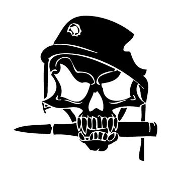 

Creative Car Sticker Decal Army Skull Bullet In Military Helmet with Shot Hole Accessories Laptop Car Window PVC 15cm X 15cm
