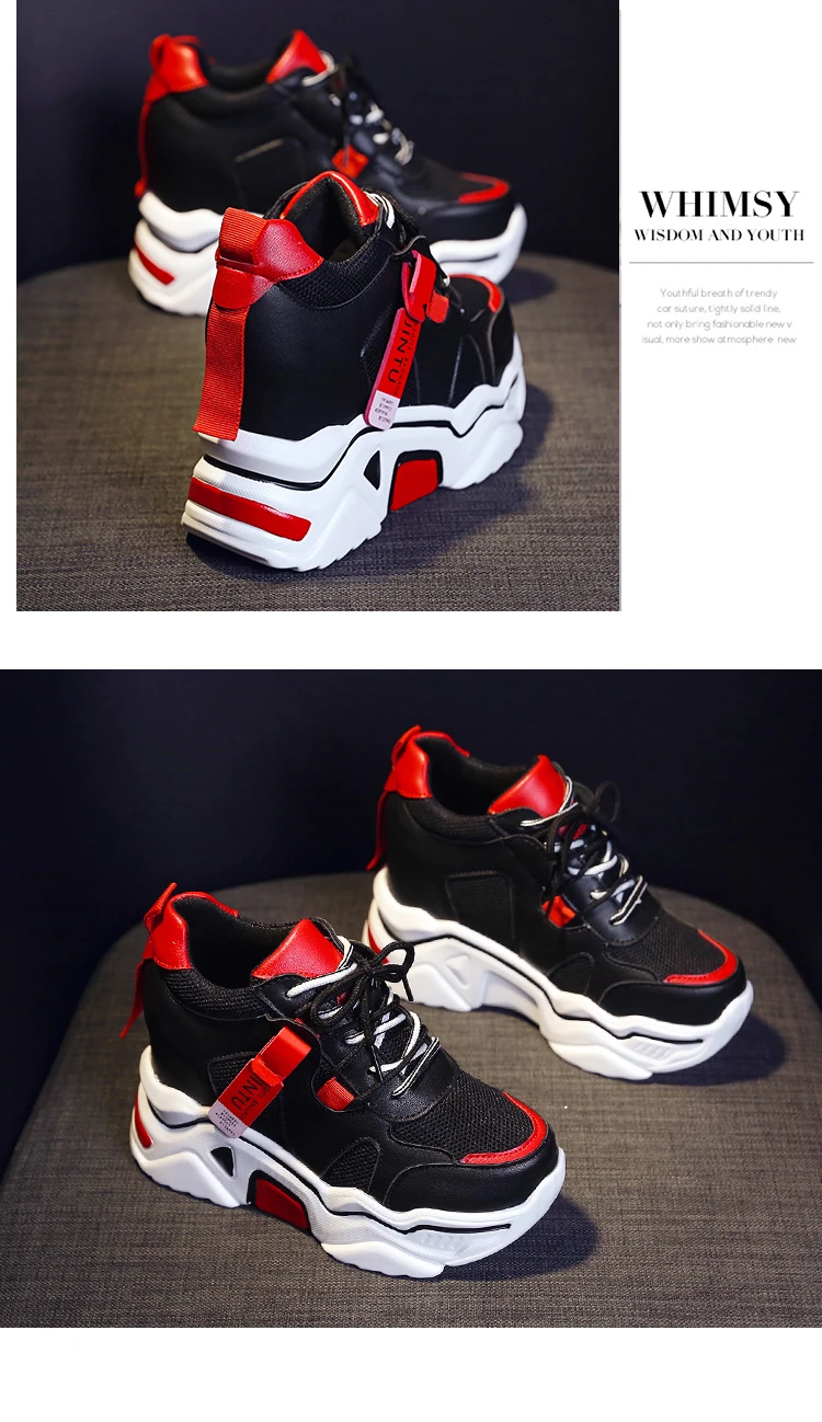 Womens Sneakers Trainers Platform Wedges Chunky Sneakers Black Sneakers Women Casual Shoes Woman Baskets chaussures femme