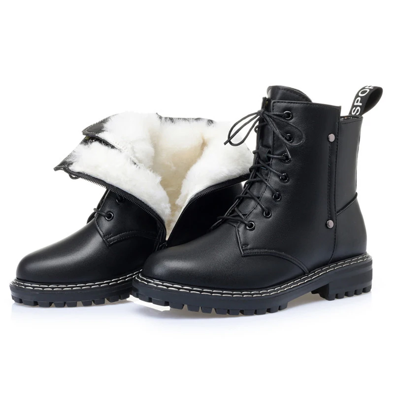 

Siddons 2020 Genuine Leather Snow Boots Winter Warm Comfortable Ladies Cotton Casual Shoes Fashion Thick Fur Female Ankle Boots