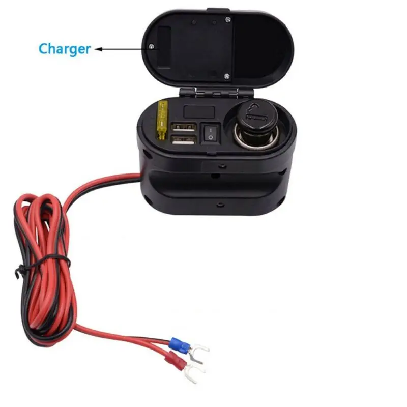

12V-24V Motorcycle Cigarette Lighter Socket+Dual USB Charger +Switch +Voltmeter