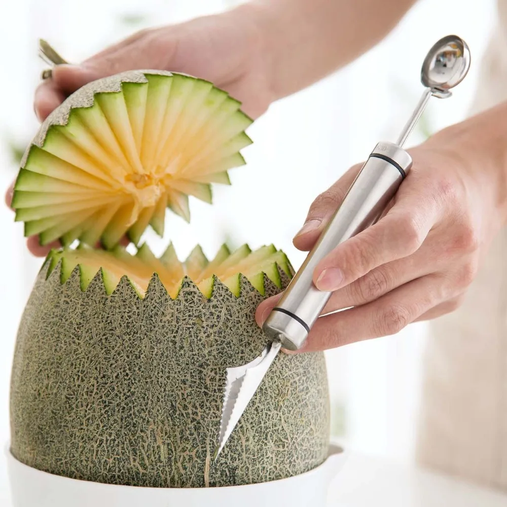 Stainless Steel Baller Fruit Carving Knife DIY Fruit Ice Cream Dig Ball Scoop Sculpture Melon Scoops Ballers Kitchen Gadgets