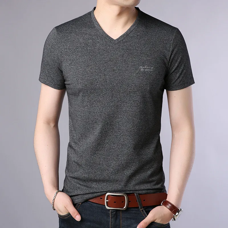 

New round neck casual short sleeve thick solid color