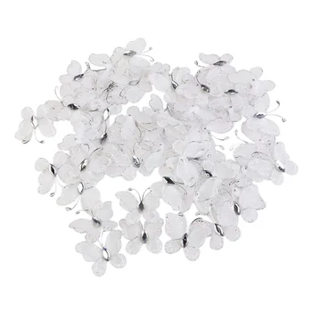 

50pcs Sheer Mesh Wire Glitter Butterfly with Gem (Yellow)