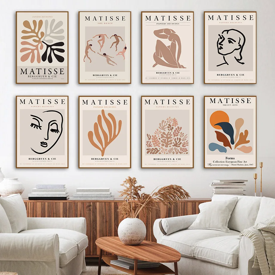Abstract Matisse Woman Lines Coral Leaf Wall Art Canvas Painting Nordic Posters And Prints Wall Pictures For Living Room Decor ayatul kursi painting