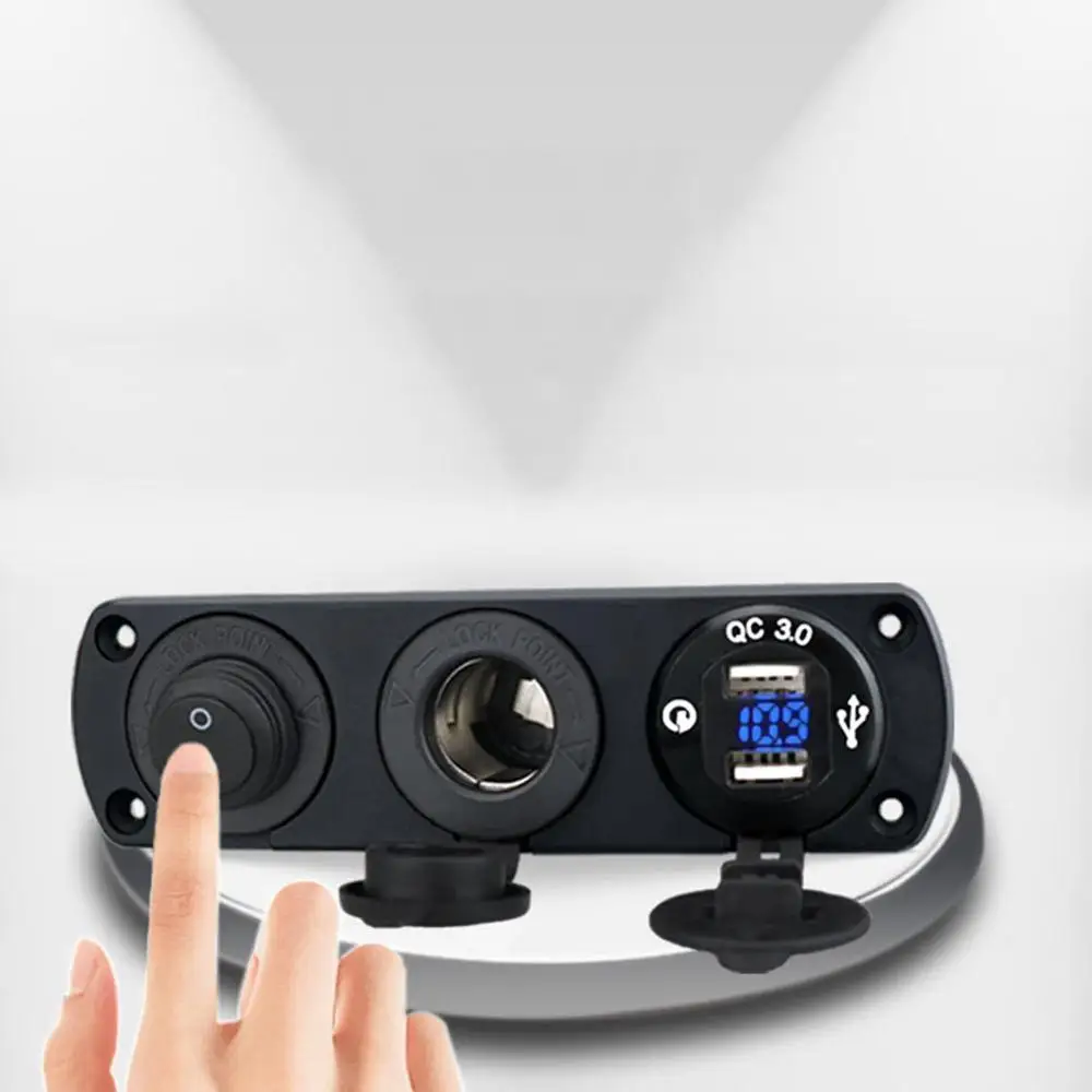 QC 3,0 зарядная розетка панель двойной светодиодный цифровой вольтметр Рокер тумблер для грузовика автомобиля морской лодки