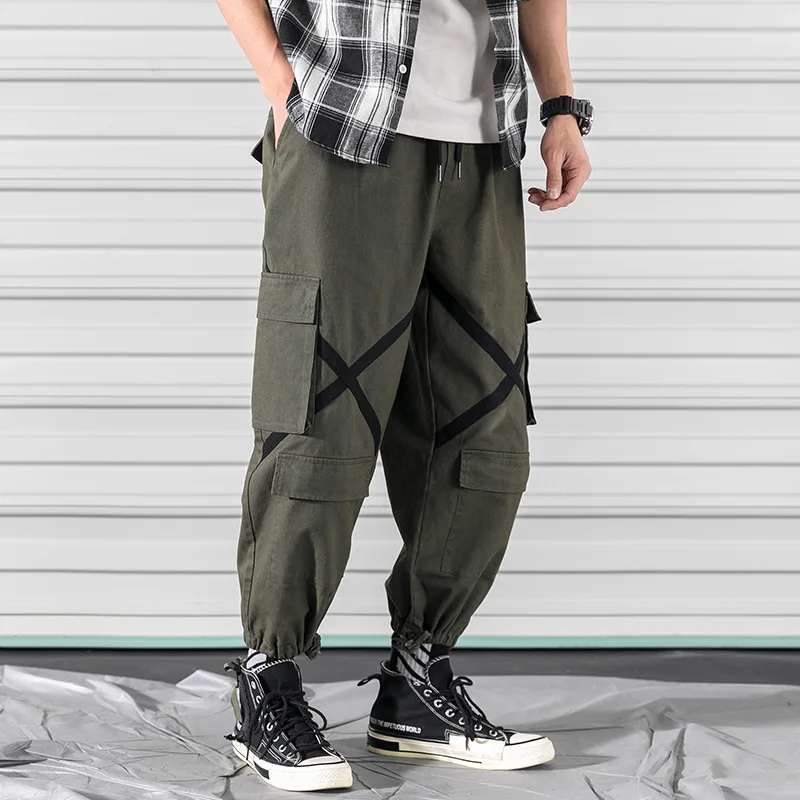 

2020 Spring Main Push Large Size Japanese-style Rolling Door Webbing Harem Casual Capri Pants M-5x HK