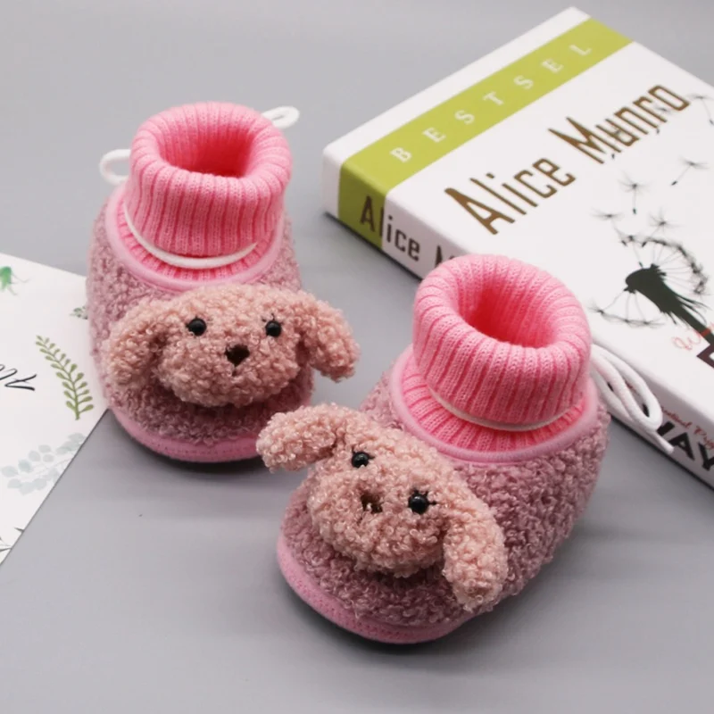 Вязаные сапоги для маленьких мальчиков и девочек; сезон осень-зима повседневные кроссовки для новорожденных; нескользящая Мягкая прогулочная обувь с подошвой; 0-18 месяцев