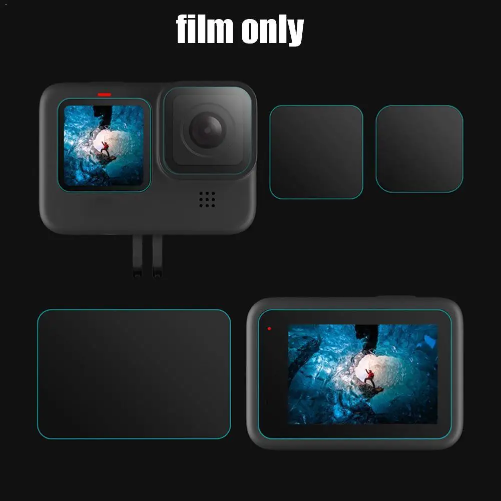 

2set Camera Lens Tempered Glass Film HD Screen Protector Dustproof Camera Accessories For GoPro Sports Film Hero9 Protectiv L0Q2
