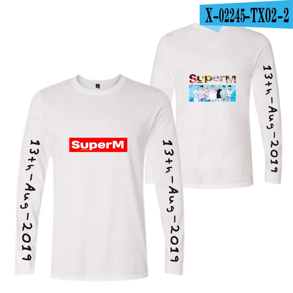 Футболки SuperM Женская крутая футболка с длинными рукавами Новая модная повседневная футболка с длинным рукавом SuperM топы для осенней одежды - Цвет: H