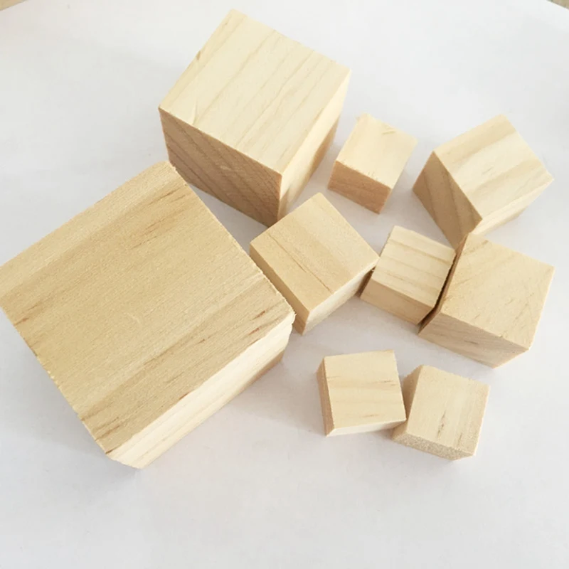 Твердый деревянный куб Квадратные блоки Дети Ранние развивающие игрушки сборочный блок украшение для DIY работы по дереву