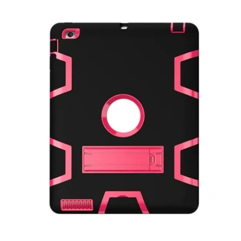 

Case for iPad Air Three Layer PC and Silicone Protection Heavy Duty Shockproof Protective Cover for iPad Air 9.7 Inch - Red Blac