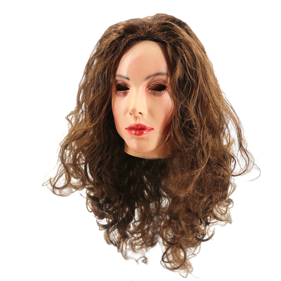 Realistic Woman Latex Mask with Wig for Halloween