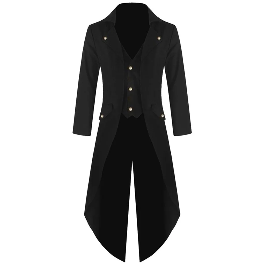 Мужской винтажный костюм куртка, смокинг Длинный Ретро фрак однобортный Готический фрак Пальто Косплей вечернее представление# YL10