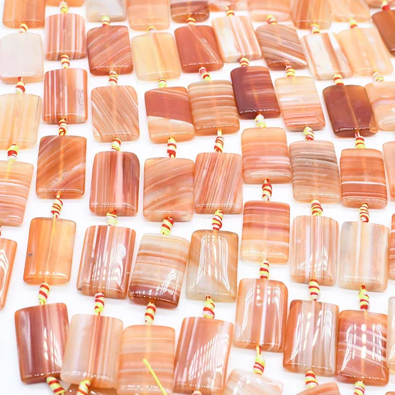 2 strands/lot Natural rectangle Agates smooth stone beads For DIY Necklace Jewelry Making Loose 15
