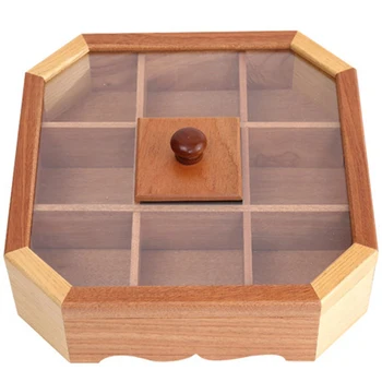 

TOP!-Wooden Box Candy Box with Lid Dried Fruit Snacks Desktop Box Solid Wood Sugar Wedding Gift Box Storage Box Home Restaurant