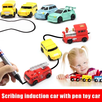 

Magic Pen Inductive Car Truck Follow Drawn Line Track Engineering Educational Mini Toy S7JN