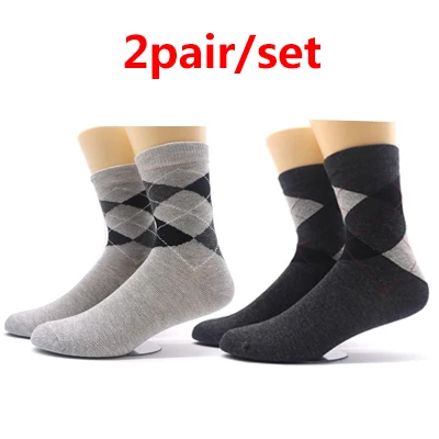 STYLE 1 2 пар/лот,, мужские хлопковые носки, зимние, теплые, повседневные, деловые, мужские, длинные, дышащие, весна-осень, носки для мужчин - Цвет: STYLE 1