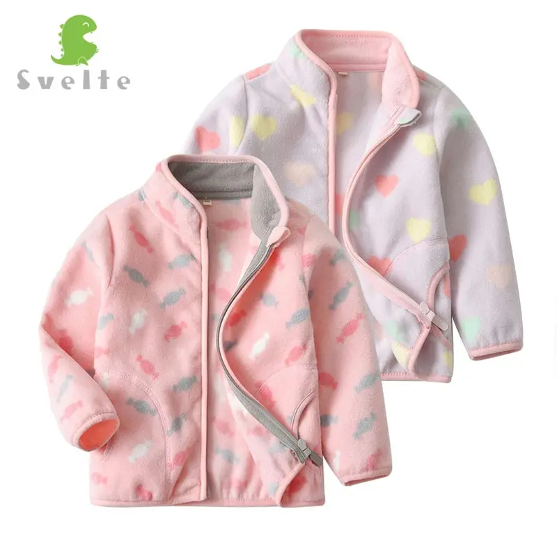 SVELTE/милая розовая флисовая куртка для маленьких девочек 2-7 лет, одежда на весну-осень-зиму с принтом
