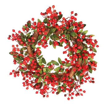 

60cm big size Red Berry Christmas Wreath Hanging Door Garland Garland Wall Door Pendant Christmas Ornament Wedding Decorations