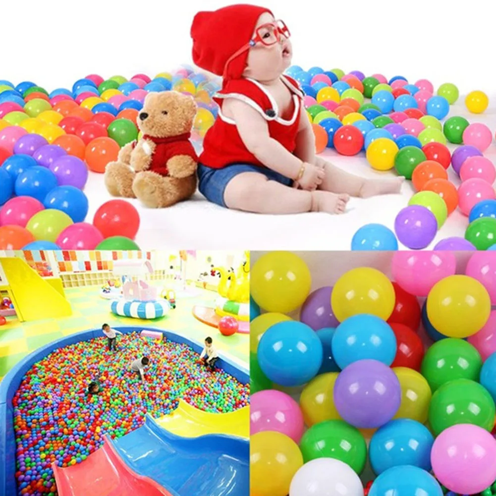 100 шт игровые мячи Мягкие пластиковые нетоксичные фталат-бесплатно раздавливаемые ямы Мячи Детские игрушки плавающие ямы игрушки