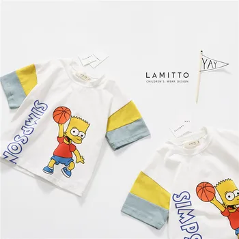 

Tonytaobaby Summer New Boys and Girls Little Fresh Cartoon Character Three-dimensional Basketball T-shirt Pure Cotton