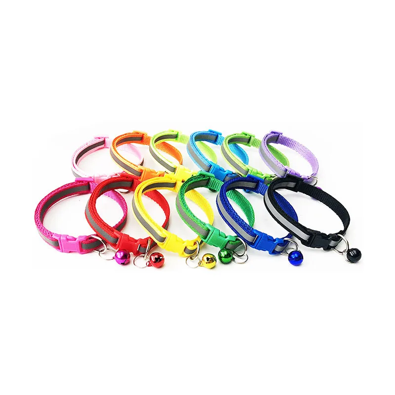 Reflective Cat Collar with Bell Solid Nylon Pet Collar Safe Breakaway Cat Collar Adjustable Ultra-light Design Neck 19-32cm