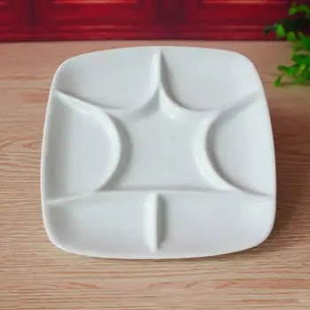 

7-Well Square White Ceramic Artist Paint Palette for Watercolor Gouache Acrylic Oil Painting