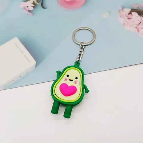Simulated Fruit Avocado Keychain 3D Soft Resin Smiling Avocado Keychains Couple Jewelry Women Fashion Christmas Small Gift