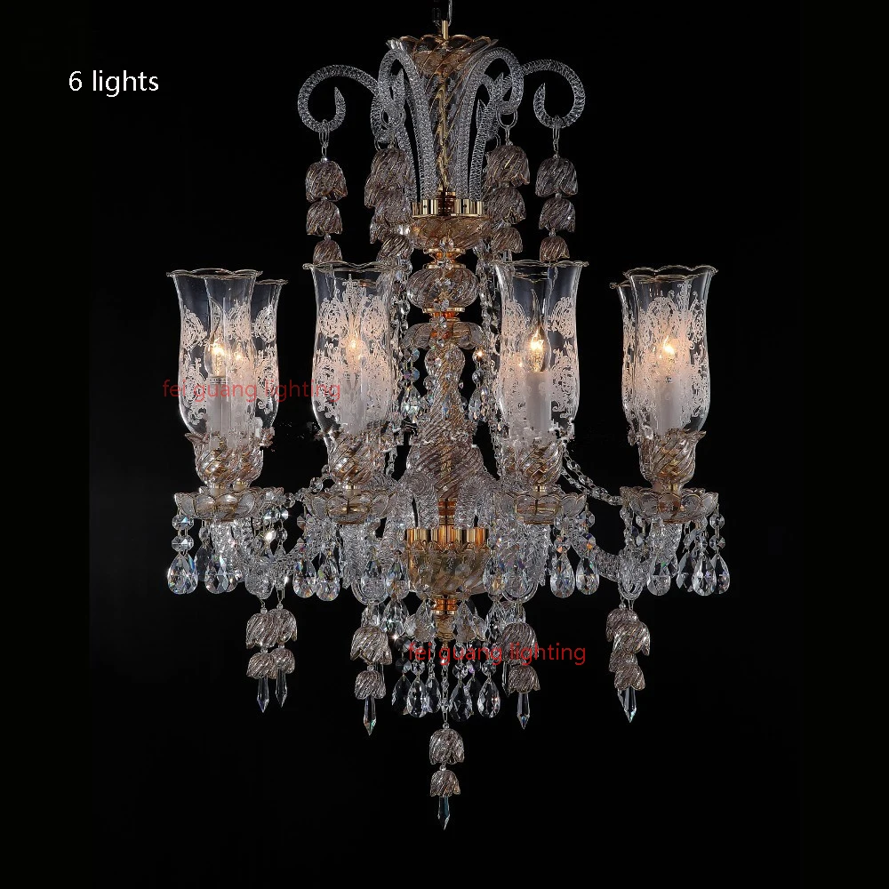 6 lights A Светодиодные люстры для гостиной, хрустальная лампа, современный ресторан, спальня, для учебы, светильник-свеча, стеклянная люстра, длинная люстра - Цвет абажура: 6 lights A