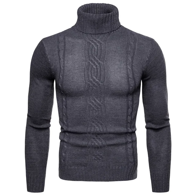 Winter Braid Men's Pullovers Oversized Sweater Pullover Women Knitted Jumpers Vintage Turtleneck Sweaters Clothing Y019-Dark Gray