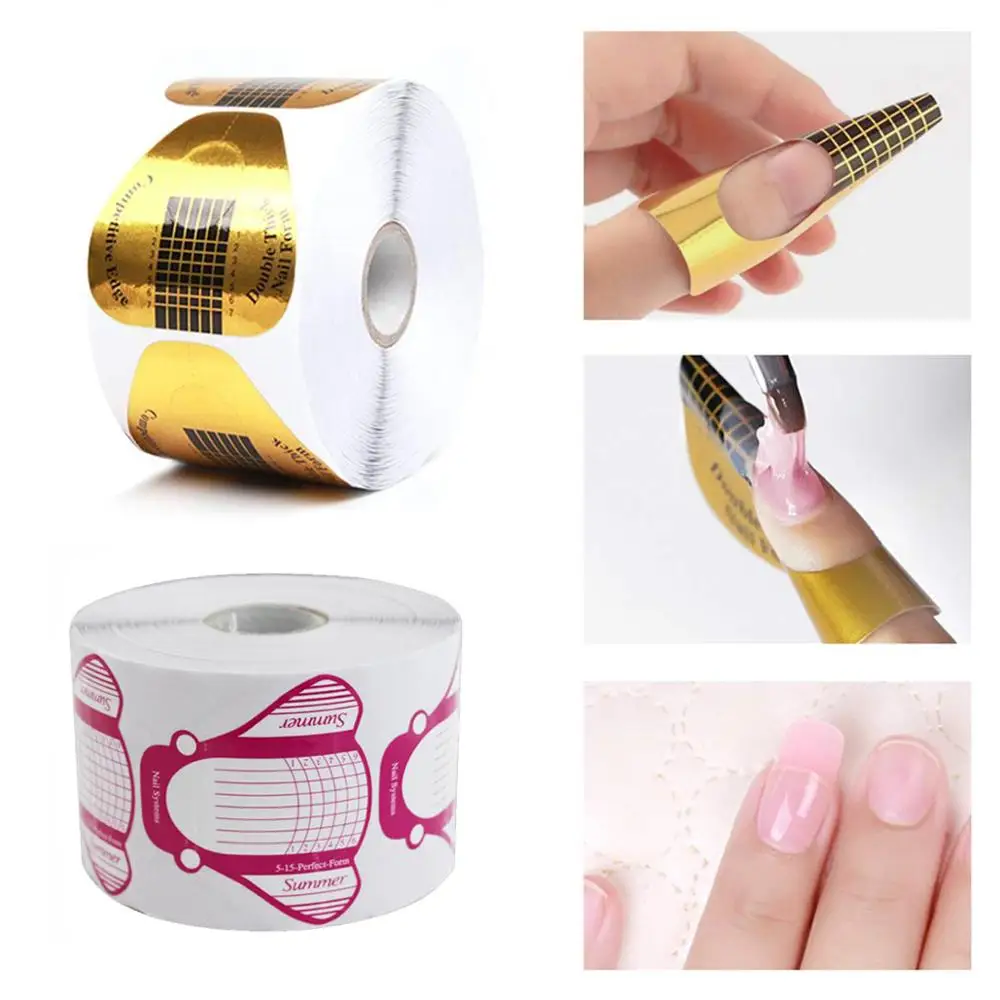 

200pcs/roll Nail Form Pro Nail Art Guide Form Acrylic Tips Gel Extension Sticker Tool Manicure Polish Curl Form Accessory