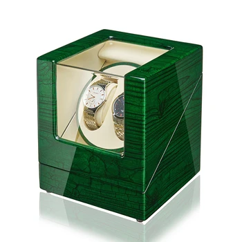 

JQUEEN 5 Modes Double Watch Winder with Quiet Japanese Mabuchi Motor Green Color Brown AC adapter PU leather AAA Quality