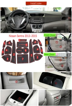 

Door Groove Mat For Nissan Sentra 2013 2014 2015 B17 Pulsar Sylphy Accessories Anti-Slip Mat Gate Slot Coaster Car Interiors Gel